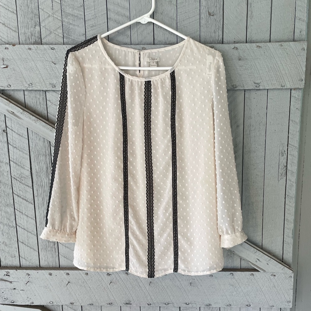 J.Crew Long Sleeve Swiss Dot Top size 8